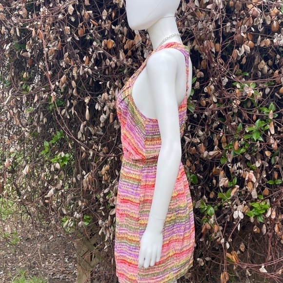Charlie Jade Multicolr Print Wrap Top Drop Waist Racerback Spring Mini Dress - Picture 7 of 11